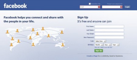 Login do site "Facebook"